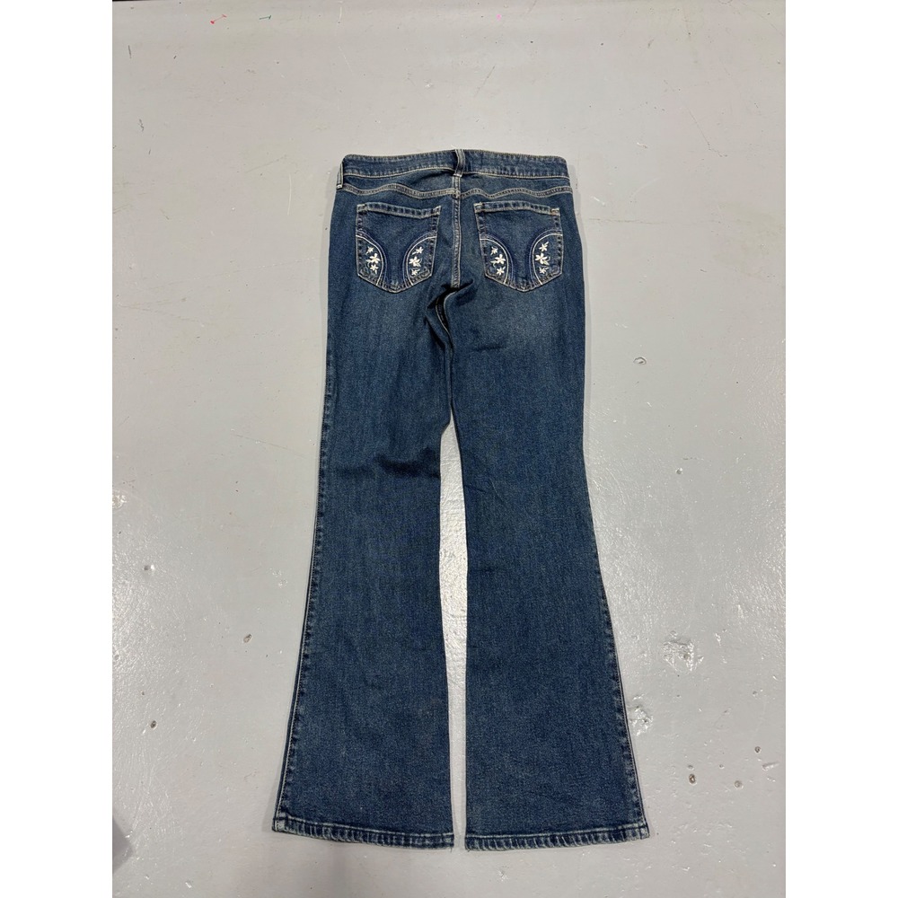 Hollister Low-Rise Bootcut Jeans Womens 6 Long W28 Dark Wash Floral Embroidered - Picture 8 of 8
